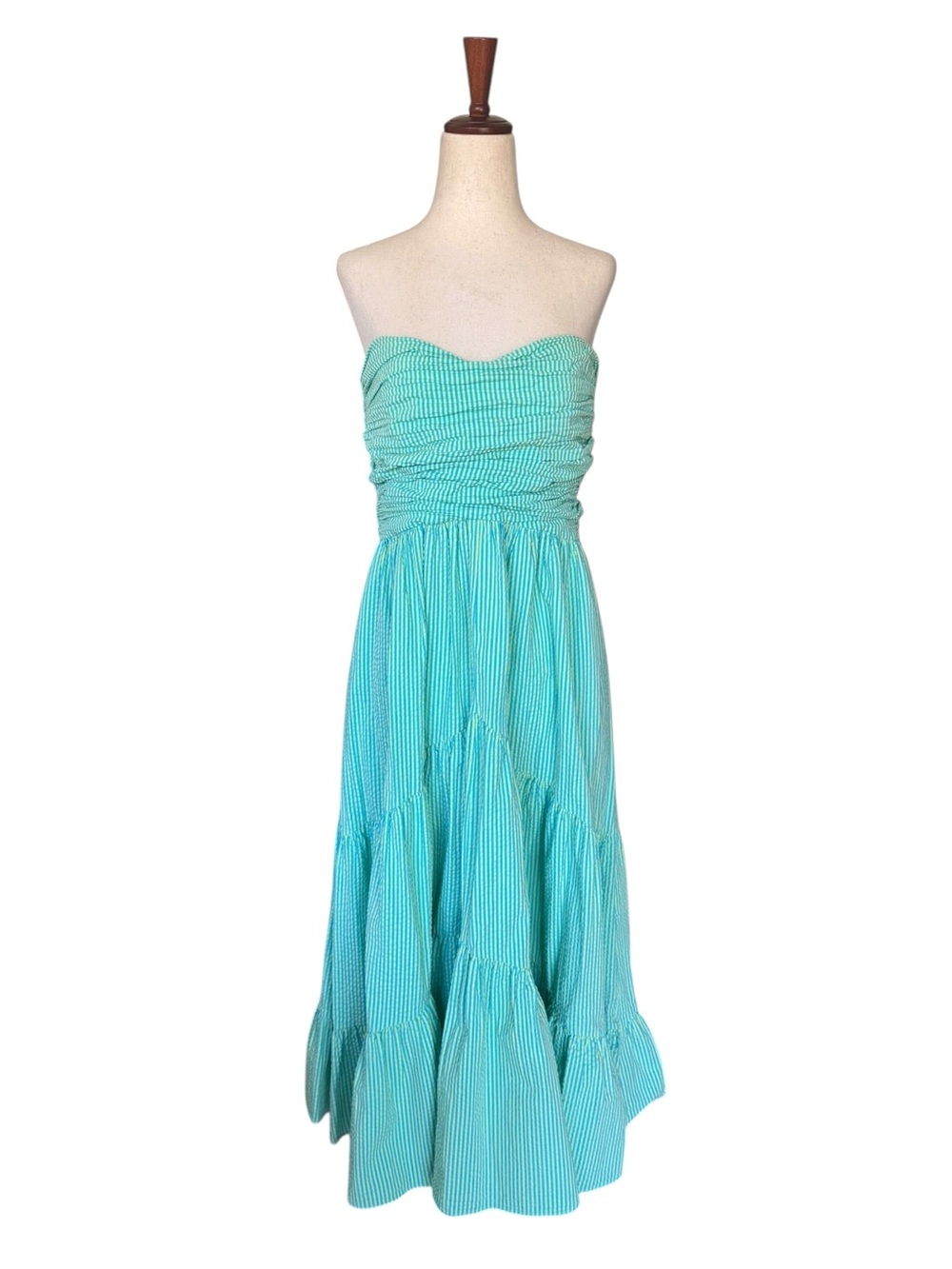 CINQ A SEPT Maurice Strapless Cotton Striped Seersucker Dress sz 10